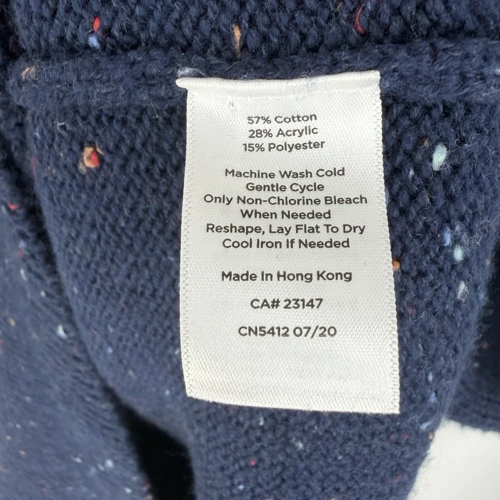 Talbots Sweater Dress M Navy Turtleneck Knit Cozy Winter Timeless Speckled Fall